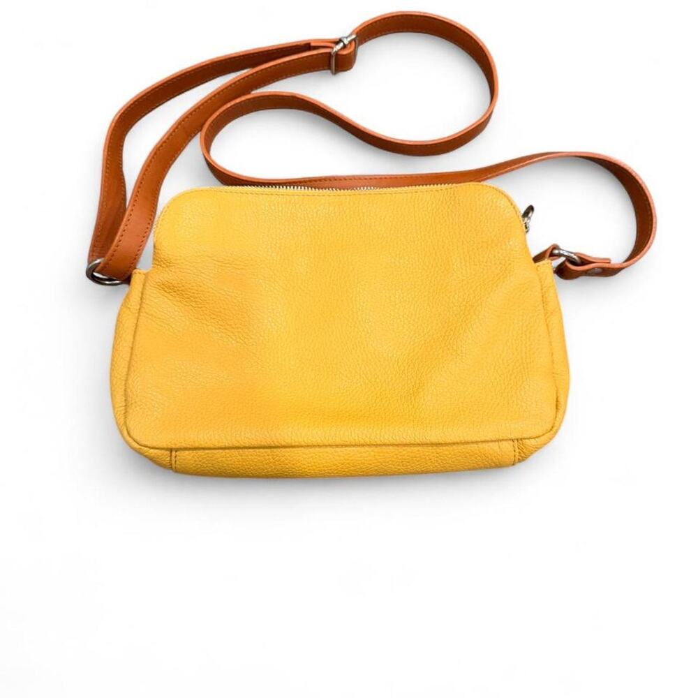 Valentina Italy Yellow Pebbled Leather Crossbody Bag